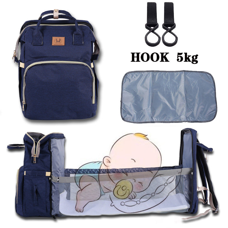Folding Crib Fashion Maternal And Baby Large-capacity Double Shoulder Dad Backpack - Lullaby Lane Baby Essentials