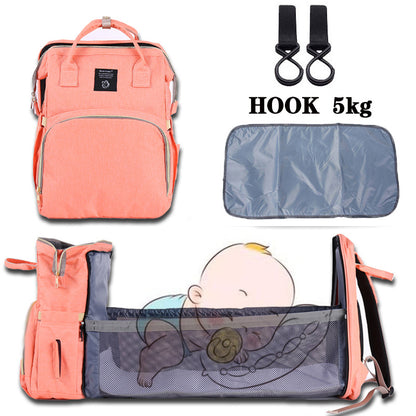Folding Crib Fashion Maternal And Baby Large-capacity Double Shoulder Dad Backpack - Lullaby Lane Baby Essentials