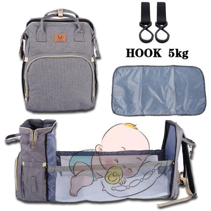 Folding Crib Fashion Maternal And Baby Large-capacity Double Shoulder Dad Backpack - Lullaby Lane Baby Essentials